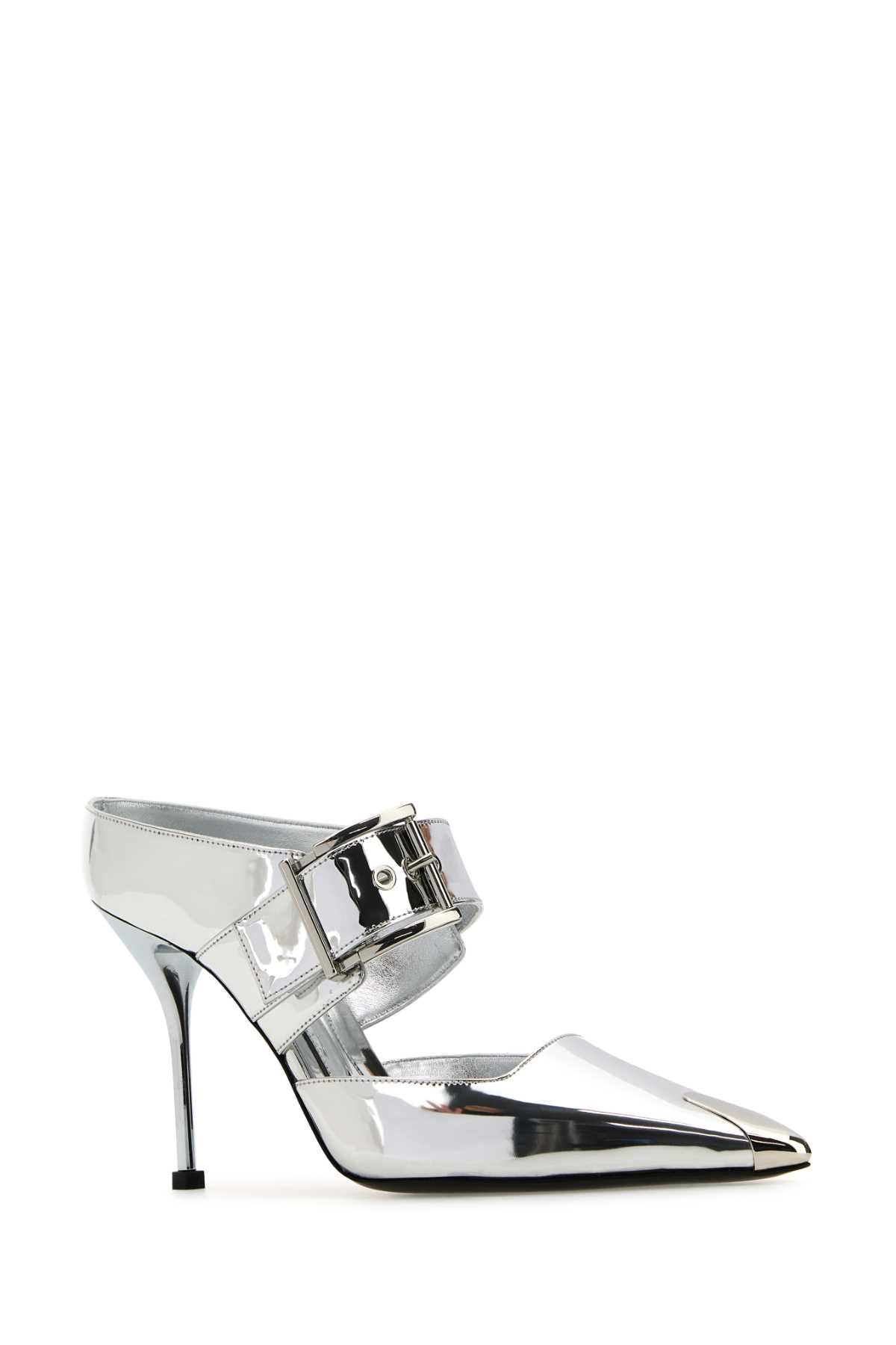 ALEXANDER MCQUEEN Silver Leather Punk Pumps - 9 cm Heel Height