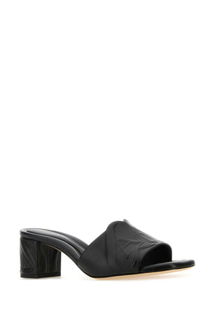 ALEXANDER MCQUEEN Seal Flat Leather Sandals with 5 cm Heel Height