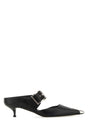 ALEXANDER MCQUEEN Elegant Black Leather Hardware Sabot Shoes - 3 cm Heel