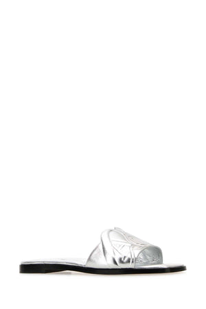 ALEXANDER MCQUEEN Silver Leather Slippers for Women