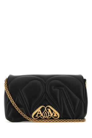 ALEXANDER MCQUEEN Mini Black Leather Seal Shoulder Handbag