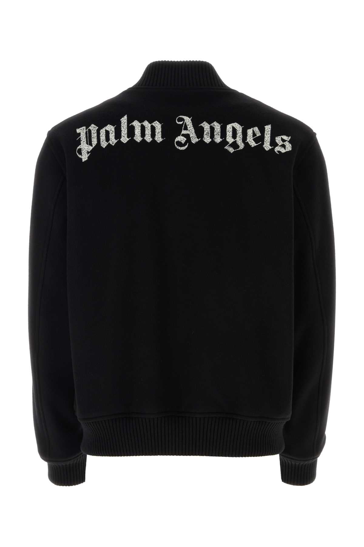 PALM ANGELS Black Wool Blend Bomber Jacket for Men