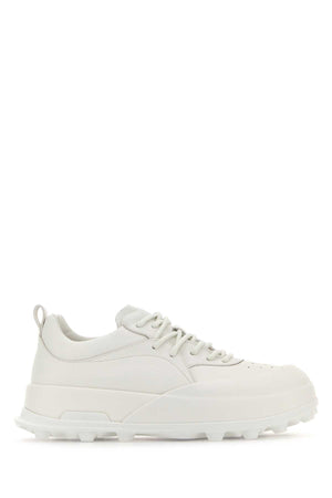 JIL SANDER Men's White Leather and Rubber Orb Sneakers