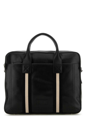 BALLY Sophisticated Black Leather Briefcase - 36cm x 29cm x 7cm