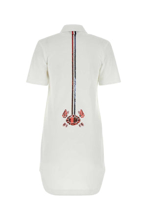 THOM BROWNE Chic White Piquet Mini Shirt Dress