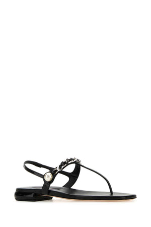 MIU MIU Fashionable Mini Black Leather Thong Sandals