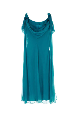 ALBERTA FERRETTI Silk Dress - Teal Green Mini Style for Women