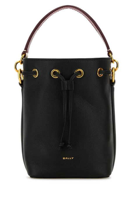 BALLY Mini Black Leather Bucket Handbag