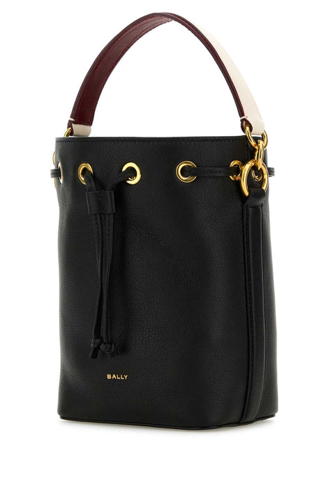 BALLY Mini Black Leather Bucket Handbag