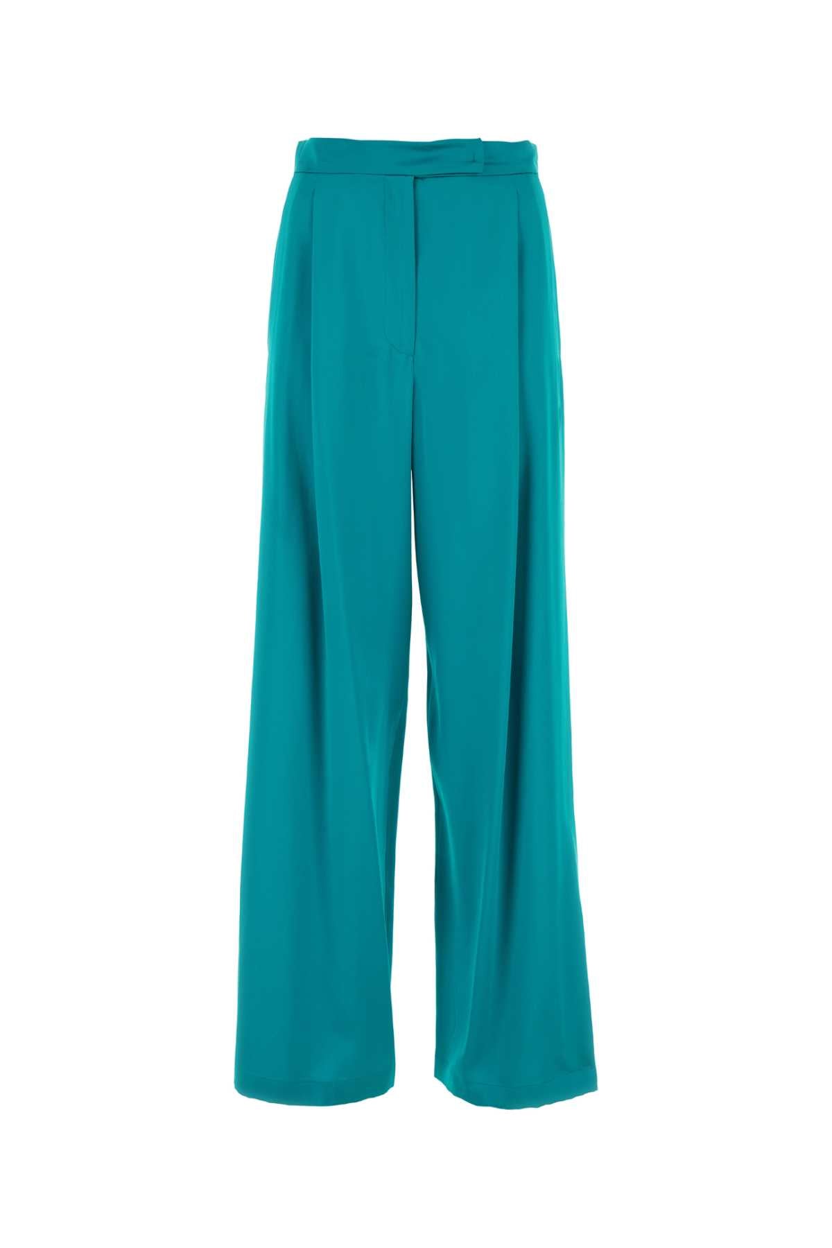 PIANOFORTE Fiesta Wide-Leg Pants - Teal Green Silk