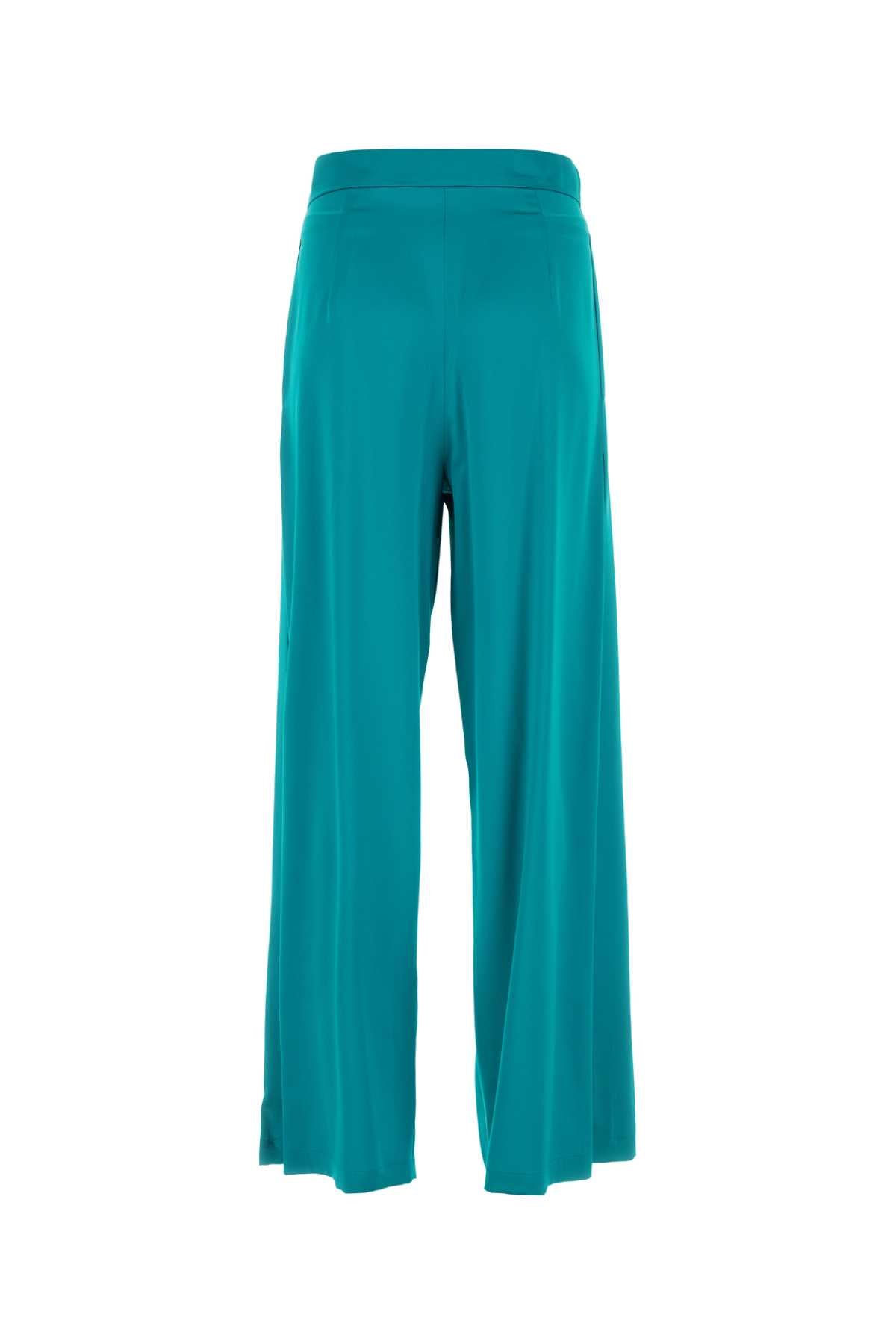 PIANOFORTE Fiesta Wide-Leg Pants - Teal Green Silk