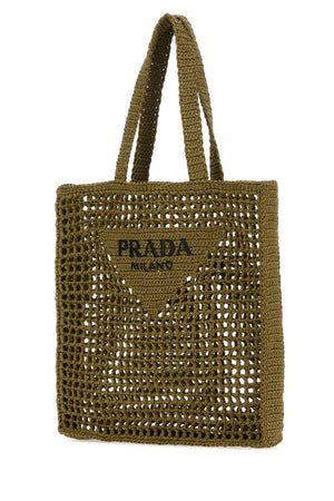 PRADA Khaki Crochet Shopping Handbag - 41cm x 42cm