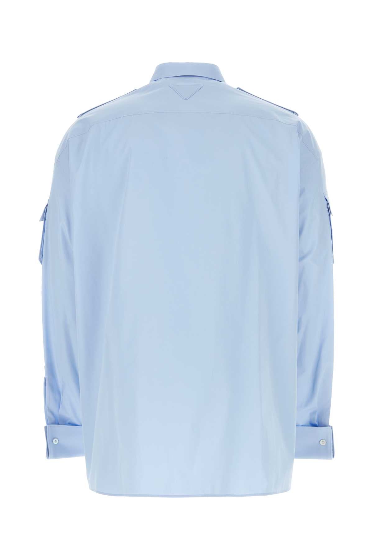 PRADA Oversized Light Blue Poplin Shirt - Spring 2024 Collection