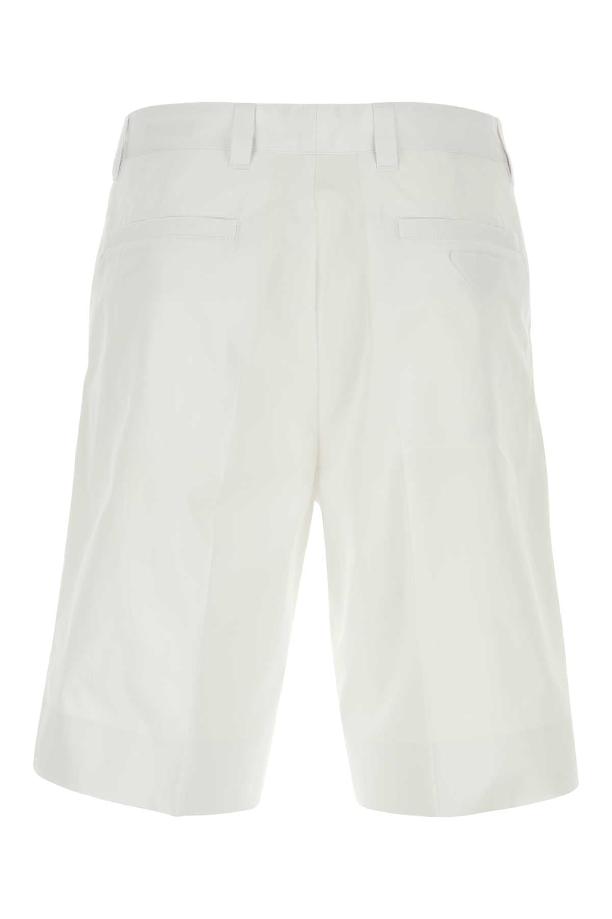 PRADA Stylish White Cotton Bermuda Shorts for Men