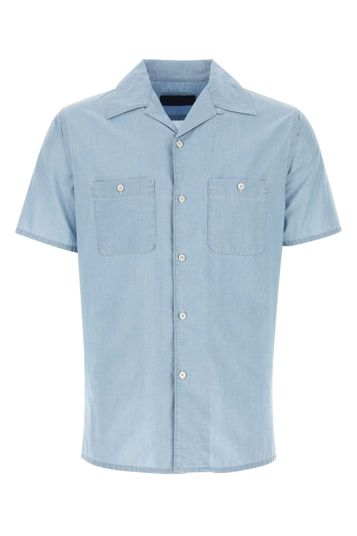 PRADA Light Blue Cotton Shirt for Men - Perfect for Spring 2024