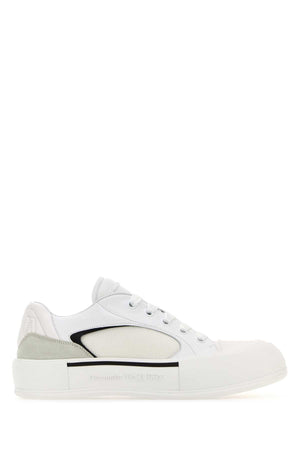 ALEXANDER MCQUEEN White Canvas and Leather Plimsoll Sneakers