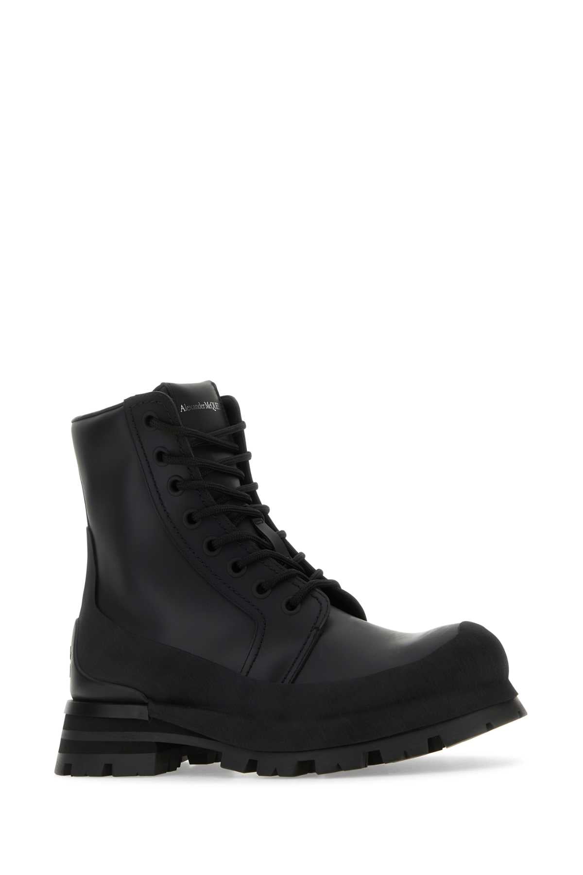 ALEXANDER MCQUEEN Black Leather Wander Ankle Boots for Men