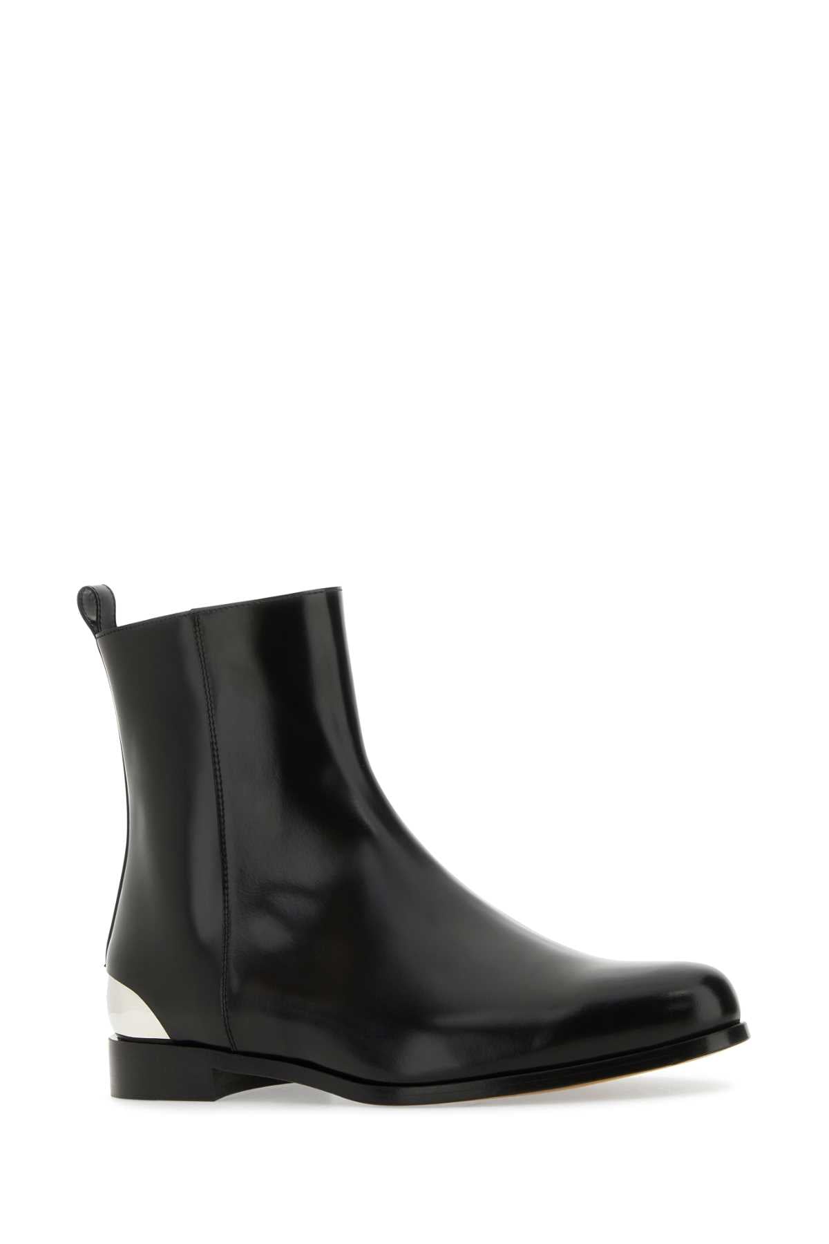 ALEXANDER MCQUEEN Classic Black Leather Ankle Boots for Men