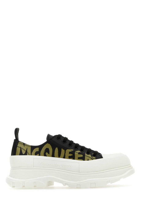 ALEXANDER MCQUEEN Classic Black Leather Tread Slick Sneakers