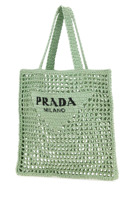 PRADA Mint Green Raffia Shopping Handbag - 35 cm x 37 cm