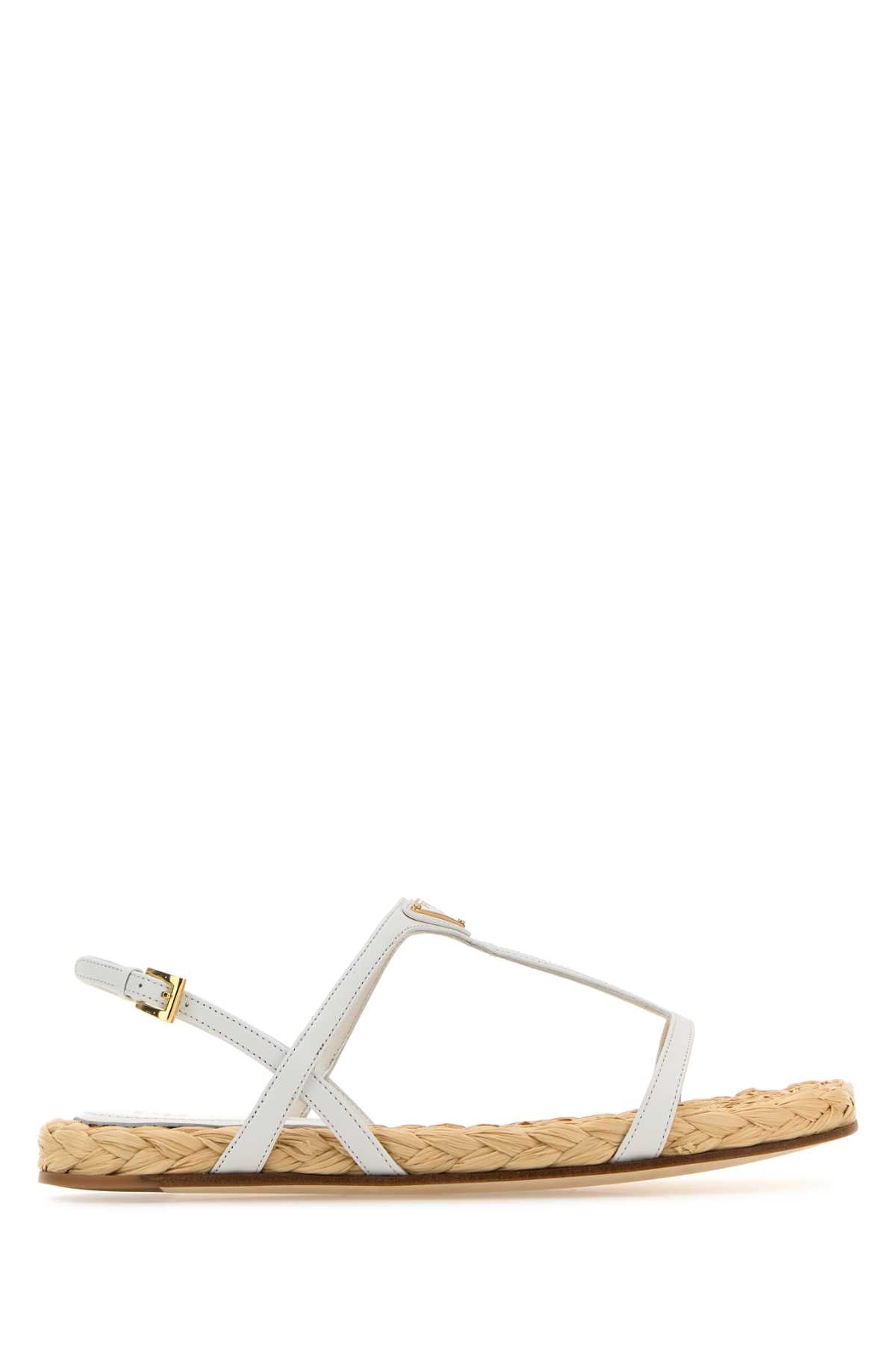 PRADA Elegant White Leather Sandals for Women