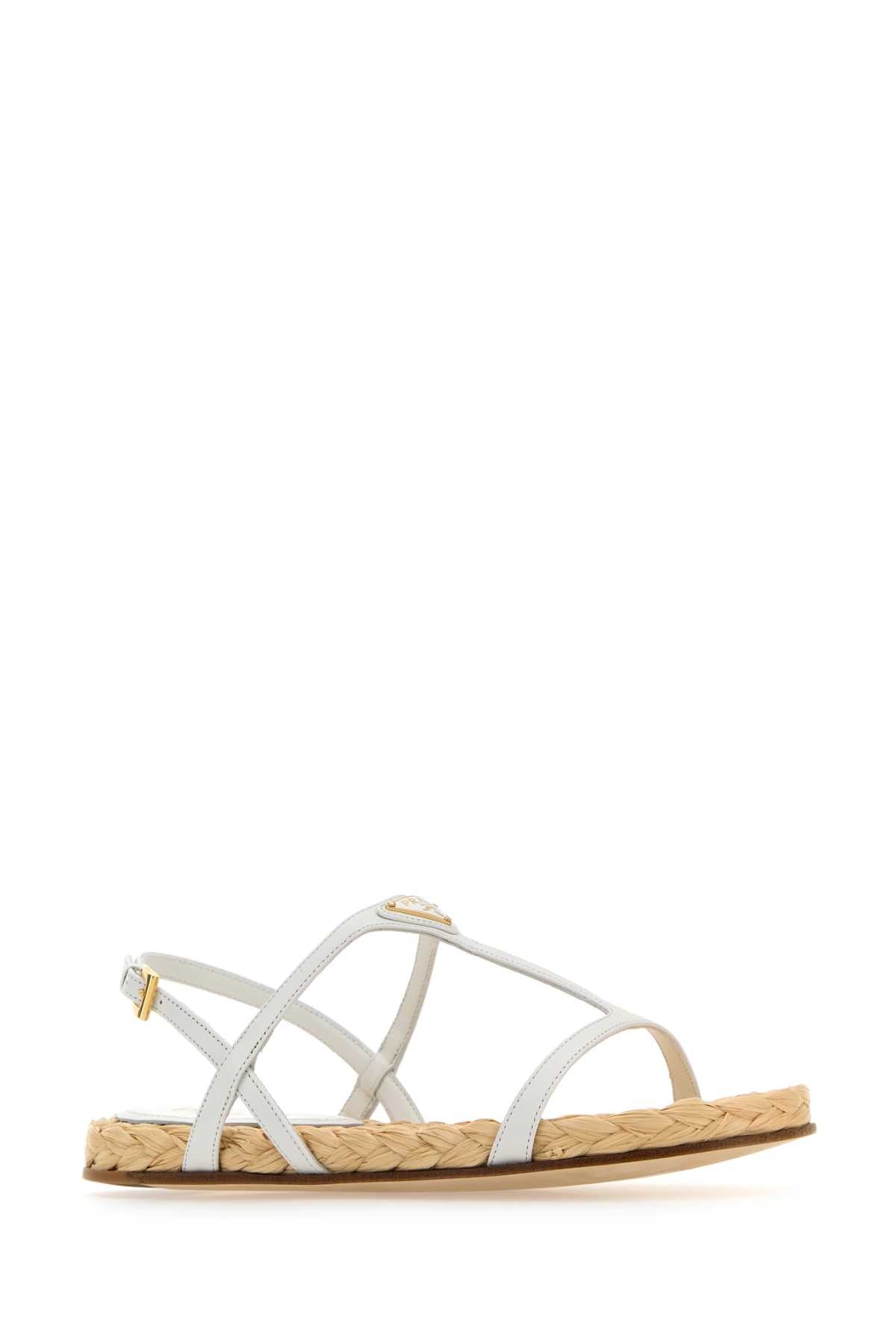 PRADA Elegant White Leather Sandals for Women