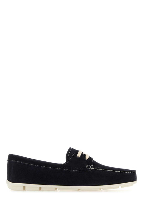 PRADA Midnight Blue Suede Driver Loafers for Women