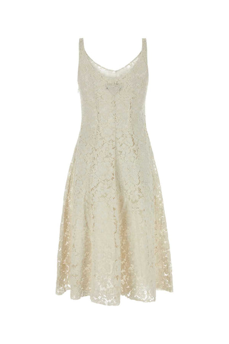 PRADA Elegant Ivory Lace Mini Dress