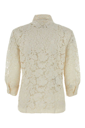 PRADA Elegant Ivory Lace Shirt