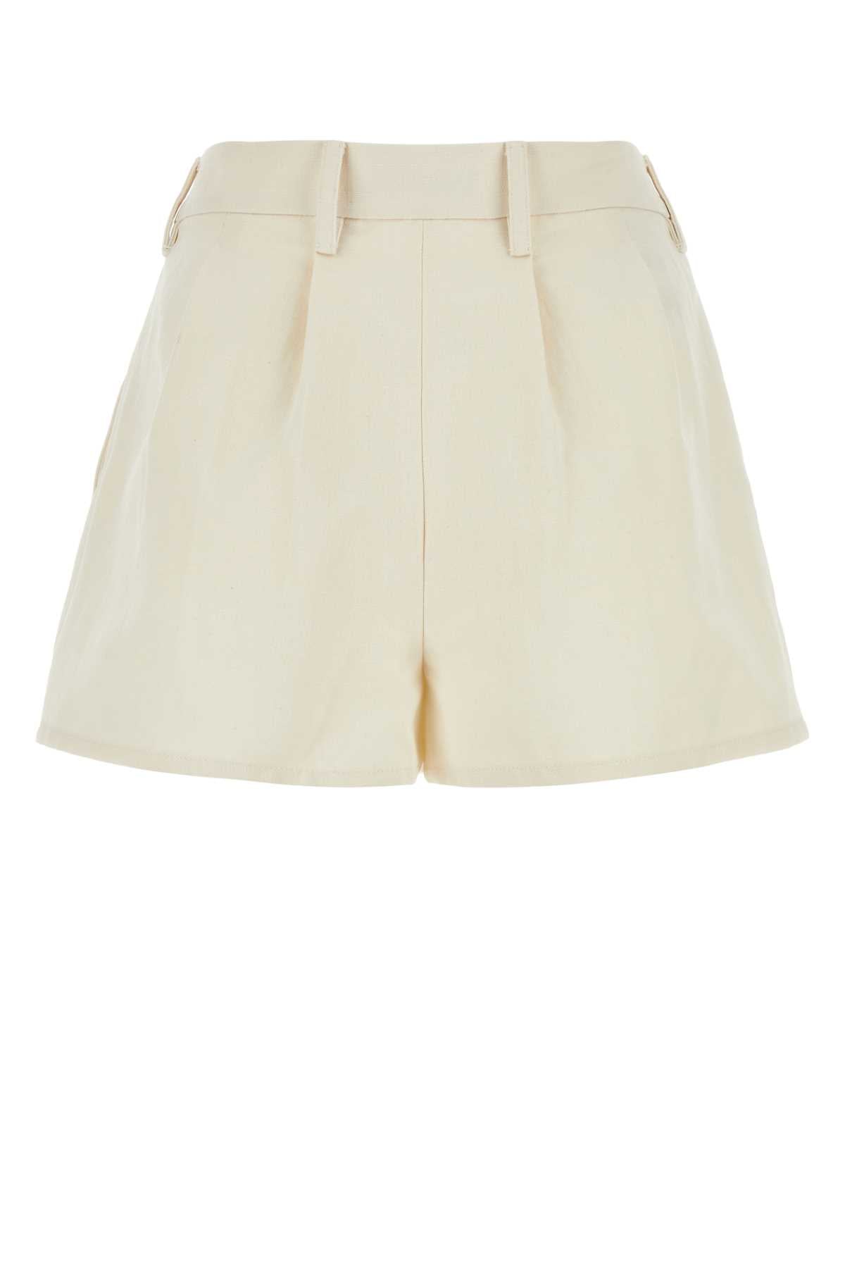 PRADA Ivory Cotton Blend Shorts