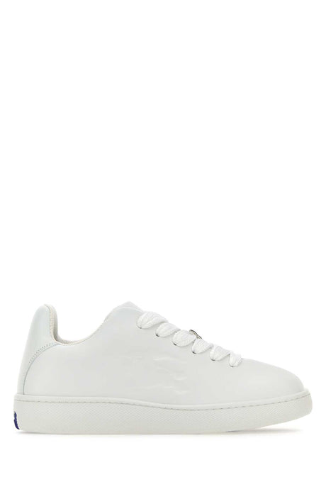 BURBERRY White Leather Box Sneakers for Men