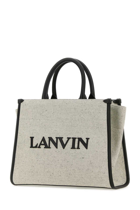 LANVIN Mini Two-Tone Canvas Shopping Handbag