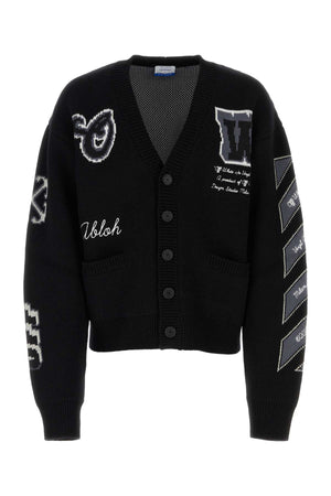 OFF WHITE Men's Black Wool Blend Cardigan