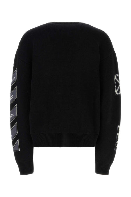 OFF WHITE Men's Black Wool Blend Cardigan