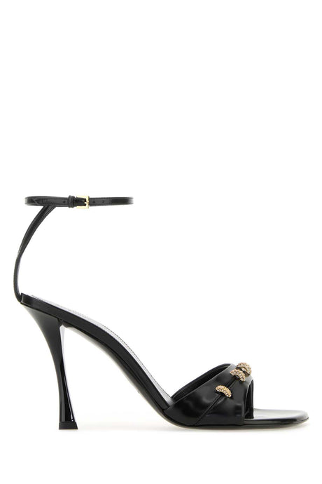 GIVENCHY Stitch Black Leather Sandals with 9.5 cm Heel Height