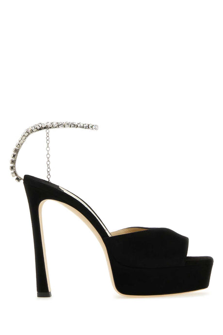 JIMMY CHOO Chic Black Suede Platform Sandals 12.5 cm