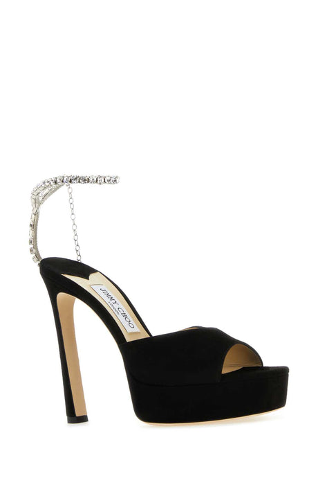 JIMMY CHOO Chic Black Suede Platform Sandals 12.5 cm