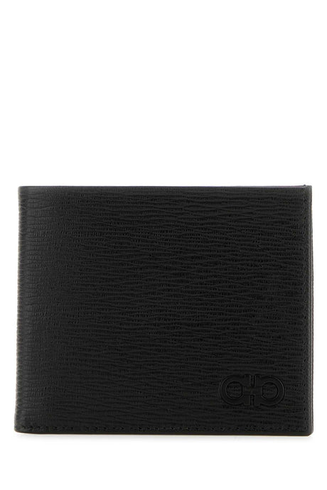 SALVATORE FERRAGAMO Elegant Black Leather Wallet - 12cm x 10cm x 2cm