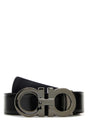 SALVATORE FERRAGAMO Versatile Black Leather Reversible Belt - 3.5 cm Height