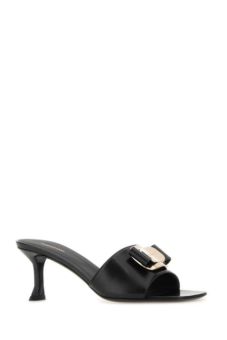 SALVATORE FERRAGAMO Elegant Black Leather Flat with 5.5 cm Heel for Women