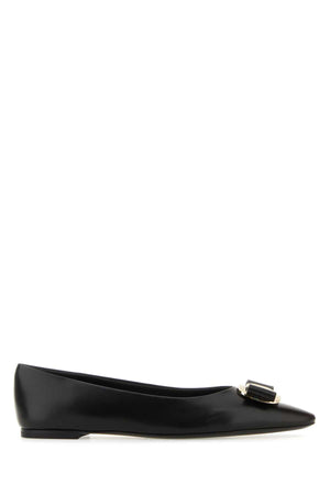 SALVATORE FERRAGAMO Women's Classic Black Leather Ballerinas