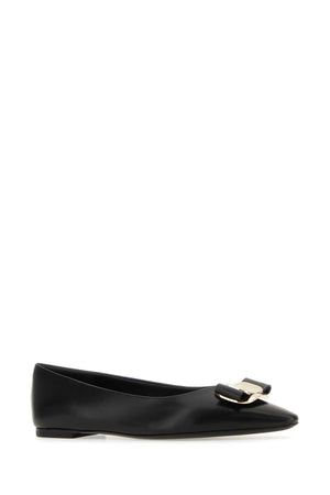 SALVATORE FERRAGAMO Women's Classic Black Leather Ballerinas