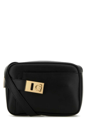 SALVATORE FERRAGAMO Mini Black Leather Archive Crossbody Handbag