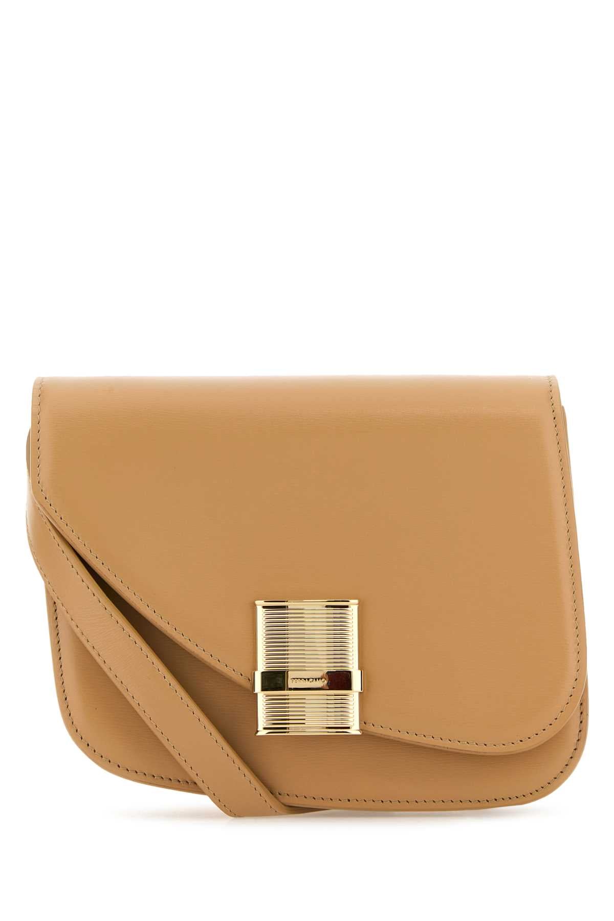 SALVATORE FERRAGAMO Mini Beige Leather Crossbody Handbag