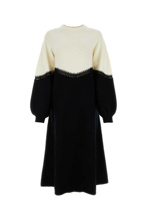 CHLOE Two-tone Wool Blend Mini Sweater Dress