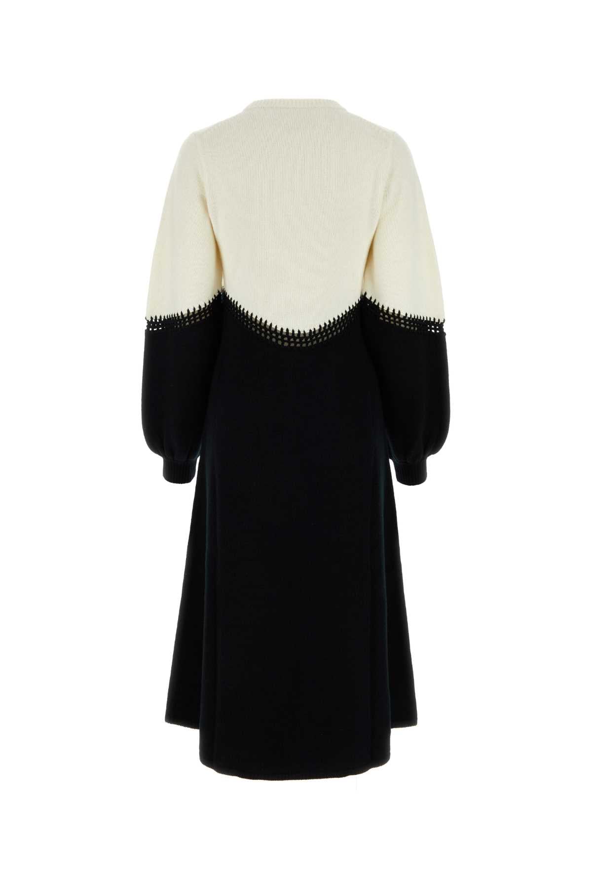 CHLOE Two-tone Wool Blend Mini Sweater Dress