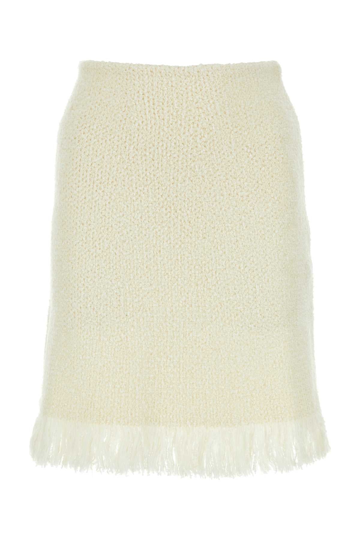 CHLOE Ivory Stretch Wool Blend Mini Skirt