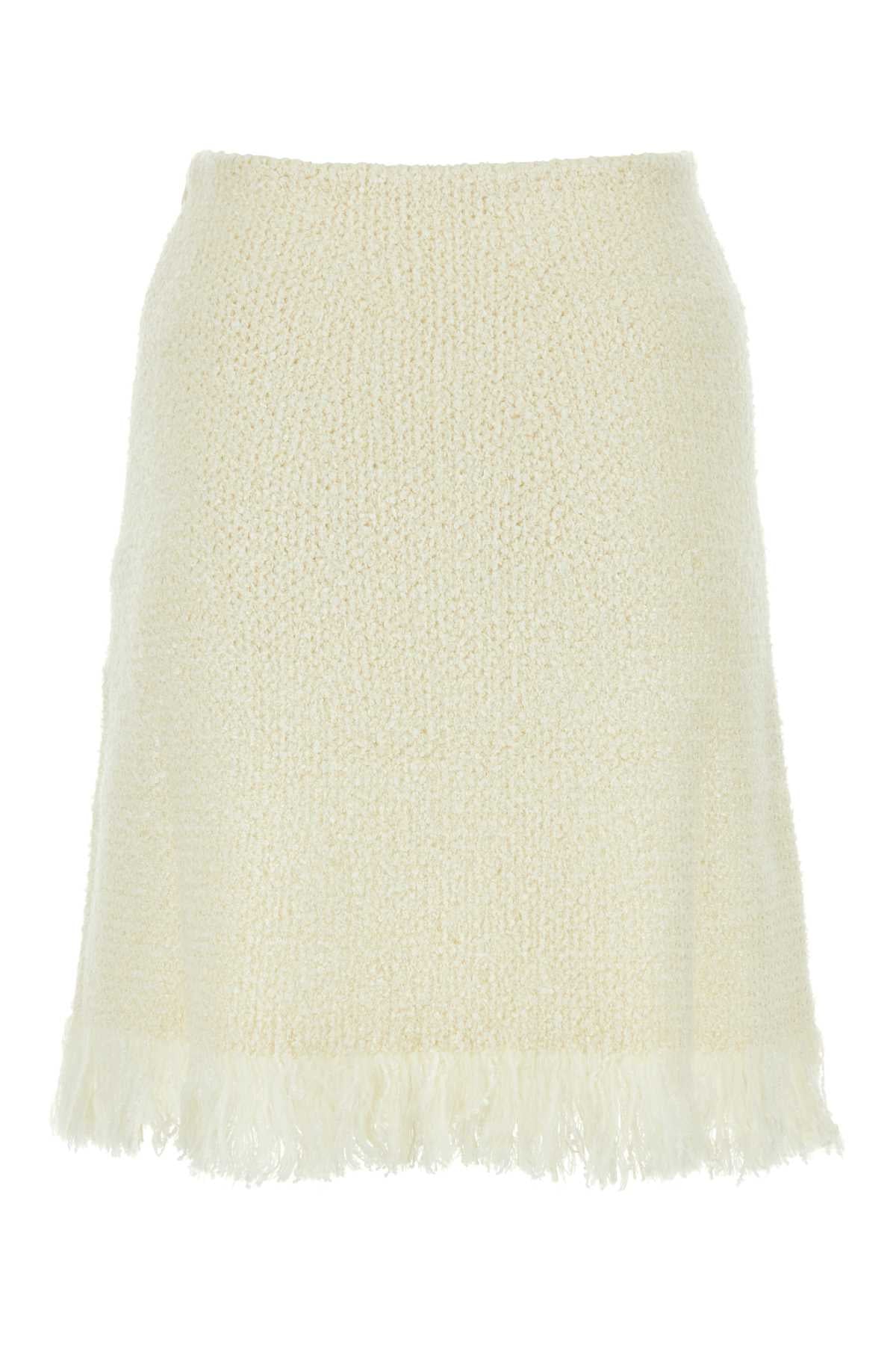 CHLOE Ivory Stretch Wool Blend Mini Skirt