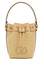 VALENTINO GARAVANI Mini Raffia Leather Bucket Handbag