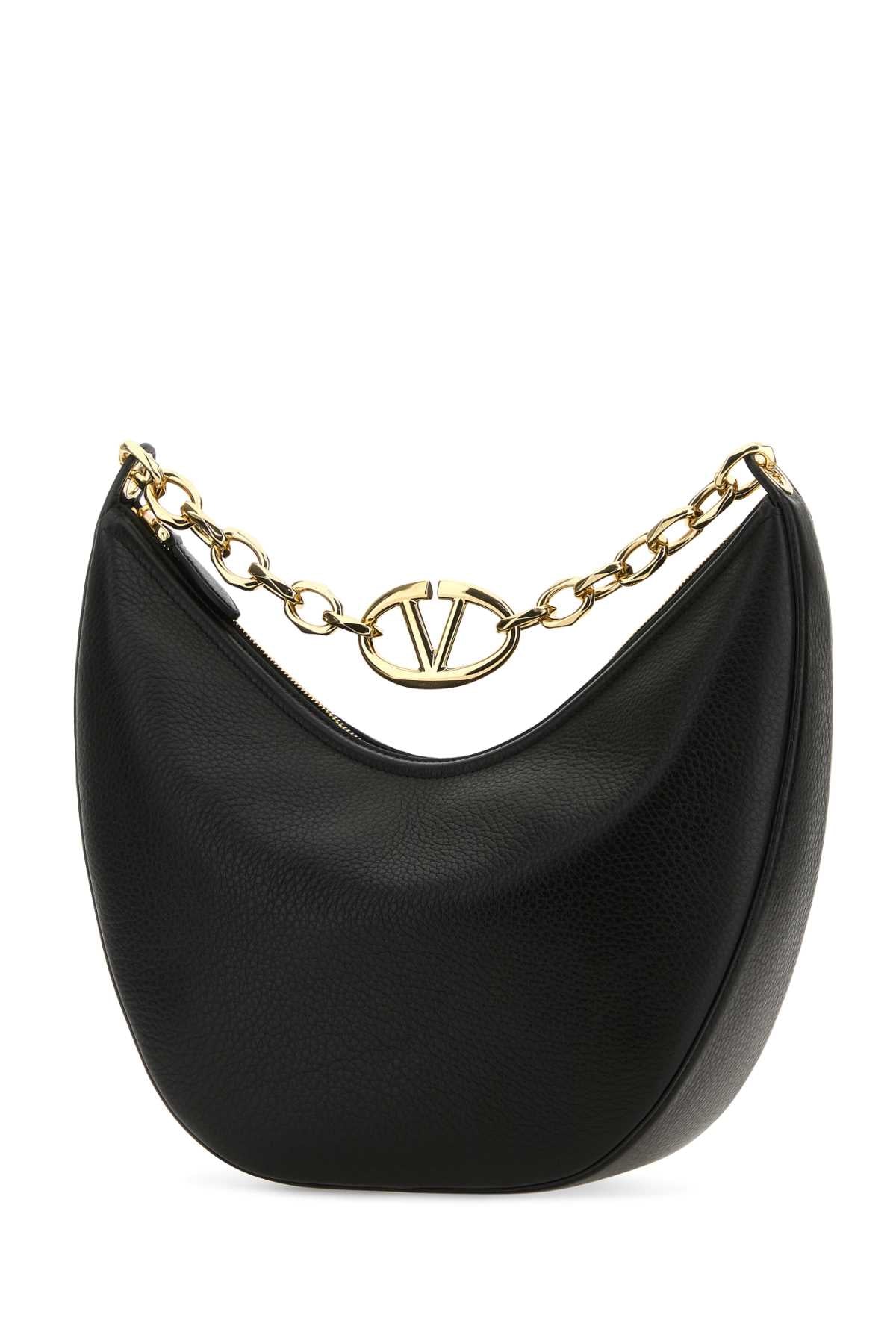 VALENTINO GARAVANI Leather Medium Hobo Handbag with VLogo Moon Accent